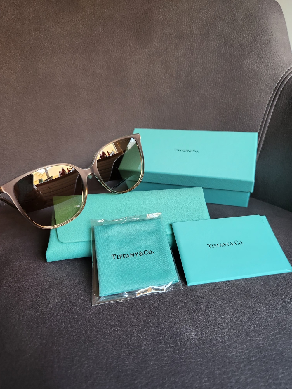 Tiffany & Co. Women's Champagne Sunglasses with Case